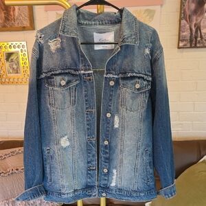 KanCan Blue Distressed Denim Jacket